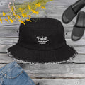 Distressed denim bucket hat