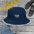 Distressed denim bucket hat