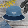 Distressed denim bucket hat